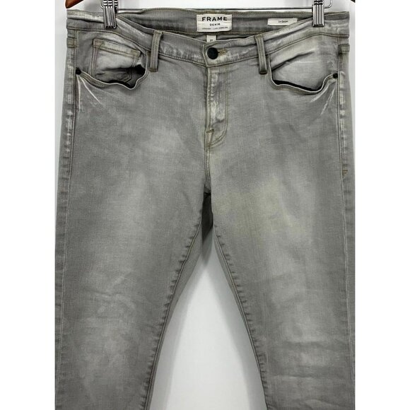 Frame Women Denim Jeans Size 31 Gray Le Garcon Skinny  Stretch Low Rise Button - Picture 2 of 9